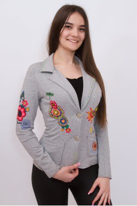 Egyedi tervezésű mintákkal díszített elegáns női pamut hosszú ujjú blézer