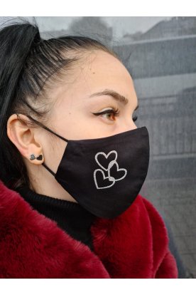 Szíves csillogós nyomott mintás szájmaszk