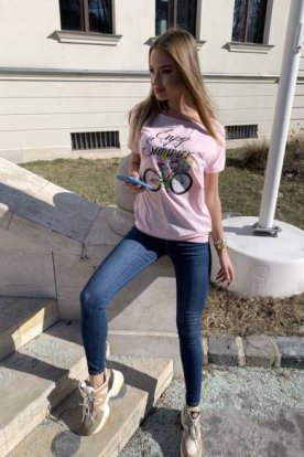 VICTORIA MODA divatos bicikli mintás rövid ujjú póló 