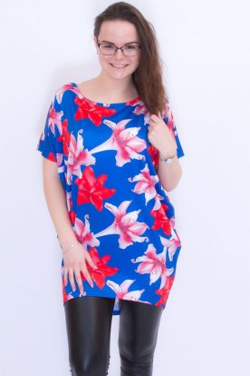 RUCY FASHION divatos női bő szabású rövid ujjú felső virág mintával