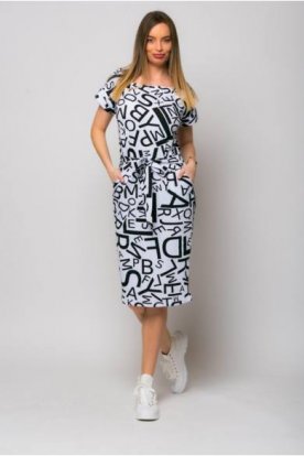 VICTORIA MODA egyedi grafikával készített női divatos rövid ujjú midi ruha