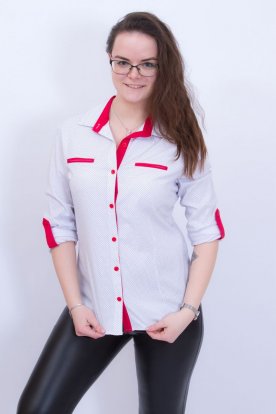CATANIA női divatos kis méretű pöttyös roll upp ujjú ing