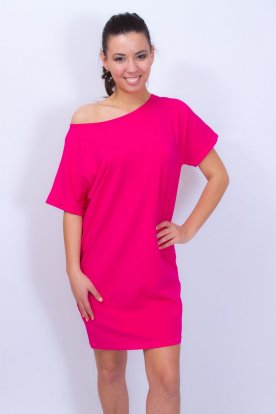 VICTORIA MODA egyszínű női rövid ujjú mini ruha / tunika