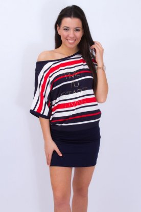 RUCY FASHION stilusos sötétkék denevérujjú bő fazonú tunika
