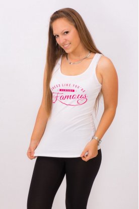 VIKTORIA MODA divatos fehér színű Fatoms pink nyomott mintával női trikó