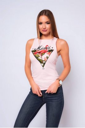 VICTORIA MODA divatos flamingó mintás magas nyakú női trikó