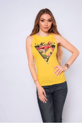 VICTORIA MODA divatos flamingó mintás magas nyakú női trikó