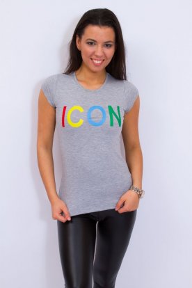 VICTORIA MODA divatos színes ICON feliratos rövid ujjú női póló