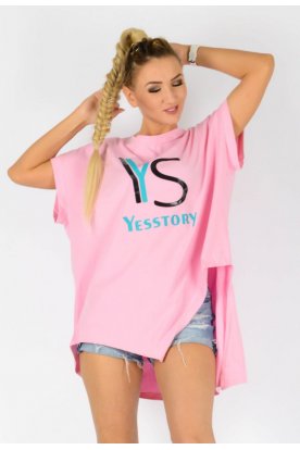 YESSTORY divatos asszimetrikus bő szabású feliratos női rövid ujjú felső