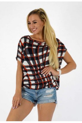 YESSTORY stílusos anyagában mintás színes gumis derekú denevér ujjas női felső