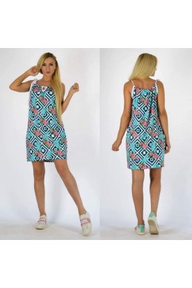 YESSTORY divatos virág mintával díszített spagetti pántos női miniruha