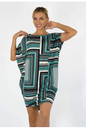 YESSTORY Asszimetrikus többféle mintával díszített női bő szabású felső/ mini ruha