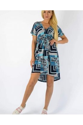 YESSTORY stílusos derékban összehúzható és megköthető női bő szabású rövid ujjú mini ruha