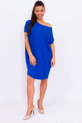 YESSTORY Asszimetrikus egyszínű hosszított denevér ujjas női bő szabású felső/tunika