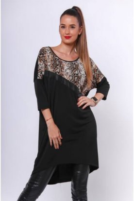 VICTORIA MODA divatos bő szabású kígyómintás hosszú ujjú női felső/ mini ruha