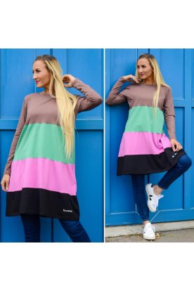 YESSTORY divatos női négy színű A vonalú hosszú ujjú felső/ruha