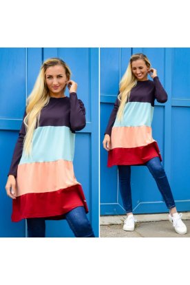 YESSTORY divatos női négy színű A vonalú hosszú ujjú felső/ruha