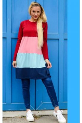 YESSTORY divatos női négy színű A vonalú hosszú ujjú felső/ruha