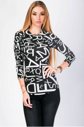 VICTORIA MODA divatos anyagában mintás hosszú ujjú felső