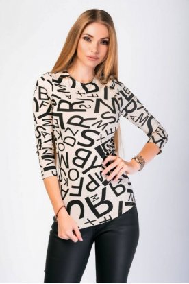 VICTORIA MODA divatos anyagában mintás hosszú ujjú felső