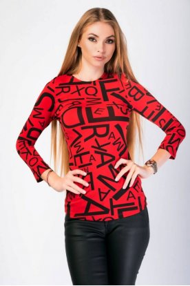 VICTORIA MODA divatos anyagában mintás hosszú ujjú felső