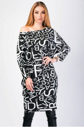 VICTORIA MODA bő szabású anyagában mintás divatos ruha