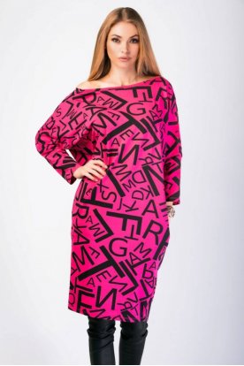 VICTORIA MODA bő szabású anyagában mintás divatos ruha