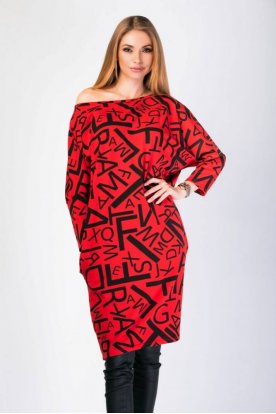 VICTORIA MODA bő szabású anyagában mintás divatos ruha