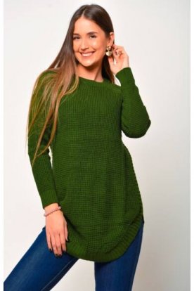 VIKTORIA MODA környakú hosszú ujjú lezser pulóver kerekített aljú