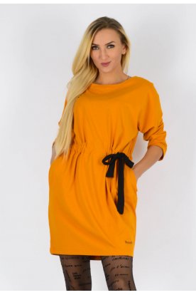 YESSTORY Derékban megköthető 3/4-es ujjú mini ruha/tunika