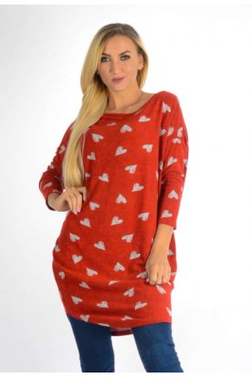 YESSTORY stílusos pamut anyagában mintás hosszú ujjú felső, tunika