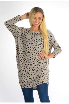 YESSTORY stílusos pamut anyagában mintás hosszú ujjú felső, tunika