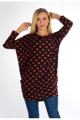 YESSTORY stílusos pamut anyagában mintás hosszú ujjú felső, tunika