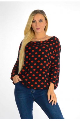 YESSTORY stílusos pamut anyagában mintás gumis aljú hosszú ujjú felső