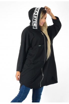 YESSTORY kapucniján feliratos pamut kardigán