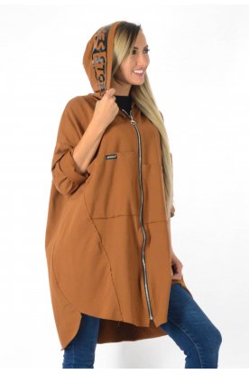 YESSTORY kapucniján feliratos pamut kardigán