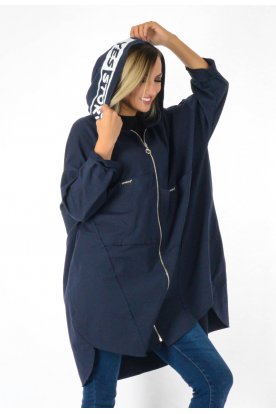 YESSTORY kapucniján feliratos pamut kardigán