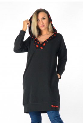 YESSTORY kapucnija mintás pamut ruha/tunika