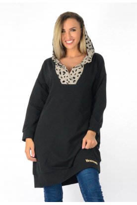 YESSTORY kapucnija mintás pamut ruha/tunika