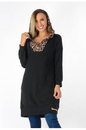 YESSTORY kapucnija mintás pamut ruha/tunika