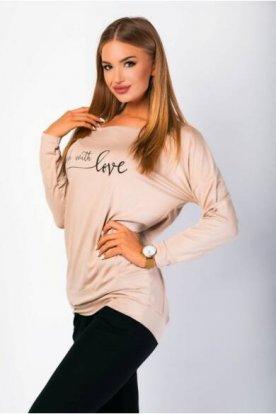 VICTORIA MODA feliratos denevér ujjas női felső