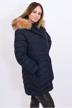 NATURE női divatos extra méretű bélelt kapucnis karcsúsított hosszított téli kabát