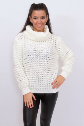 Divatos női garbós vastag kötött pulóver