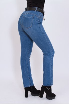 FIONINA JEANS nagy méretű push up-os egyenes szárú női farmernadrág divatövvel