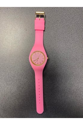 Női szilikon szíjas rózsaszín analóg kijelzős óra