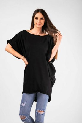 VICTORIA MODA húzott rövid ujjú bő szabású lezser felső/tunika