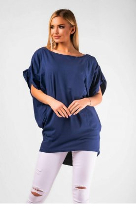 VICTORIA MODA húzott rövid ujjú bő szabású lezser felső/tunika