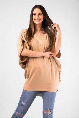 VICTORIA MODA húzott rövid ujjú bő szabású lezser felső/tunika