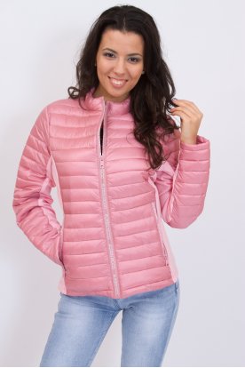 YES PINK divatos női rövid derekú átmeneti kabát felirattal díszítve