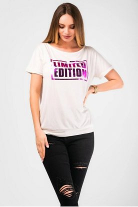 VICTORIA MODA Divatos bőszabású nyomott mintás rövid ujjú felső